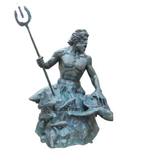 Décoration de jardin Mythologie grecque Dieu de la mer Bronze Poseidon Statue Sculpture - Product Image 2
