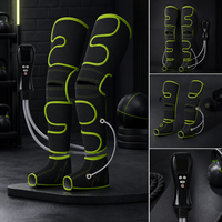 Masseur de jambes à compression d'air pour la récupération sportive avec chauffage du genou, 4 modes et 4 niveaux de pression pour les athlètes, noir et vert