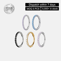 Toposh G20 G16 Bijoux de piercing corporel tendance F136 Anneau segmenté en titane Daith Helix Tragus Boucles d'oreilles segmentées articulées Zircon