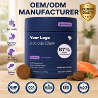 Friandises à Mâcher Probiotiques pour Chiens – Soutien Digestif, Formule Santé Intestinale, Saveur Saumon, Complément Bien-être pour Animaux de Compagnie, OEM