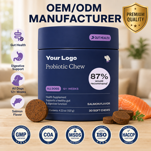 Masticables Probióticos <span class=keywords><strong>para</strong></span> <span class=keywords><strong>Perros</strong></span>, Suplemento de Apoyo Digestivo, Fórmula <span class=keywords><strong>para</strong></span> la Salud Intestinal, Sabor a Salmón, Golosina <span class=keywords><strong>para</strong></span> el Bienestar de las Mascotas, OEM - Product Image 1
