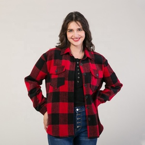 Opération directe en usine poches boutons à manches longues col rabattu grande quantité veste <span class=keywords><strong>femme</strong></span> rouge et noire pour l'automne - Product Image 6