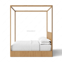 Lit à baldaquin en chêne sculpté à la main, style minimaliste de luxe, taille king size, personnalisable par FERLY, pour ensembles de chambre à coucher