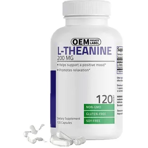 L-Theanine GABA แคปซูล Theanine 200 มก. บรรเทาความเครียด, สนับสนุนอารมณ์, ผ่อนคลายอย่างล้ําลึกปรับปรุงการนอนหลับ 5-HTP Ashwagandha