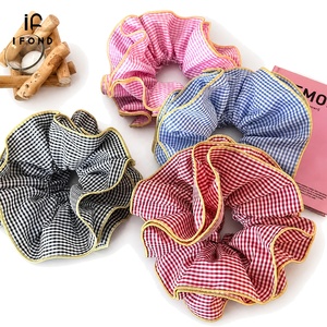 IFOND Elastico per capelli oversize a quadretti con bordo arricciato, confezione personalizzata, per acconciature quotidiane da donna e ragazza - Product Image 2
