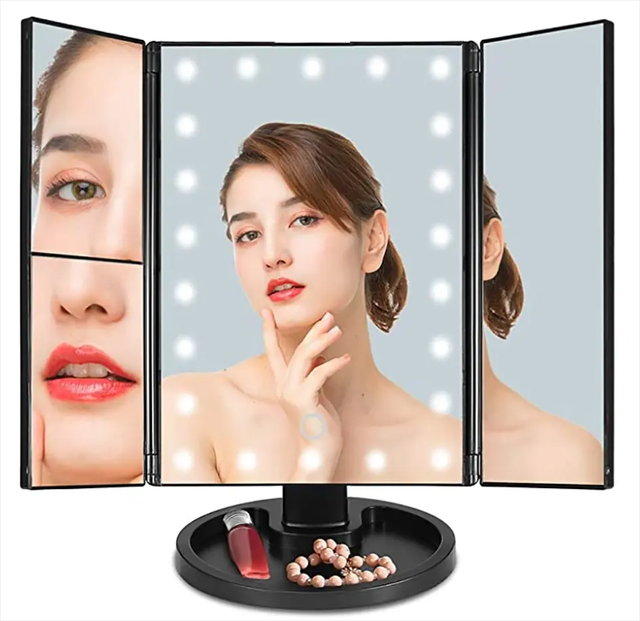 Modern Smart Mirror Touch Screen Travel Fold Cosmetic Mirror With Led Light