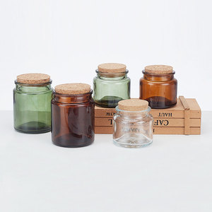 Wholesale new cylinder 3oz 7oz mini amber glass candle jar clear green empty glass jar for candle