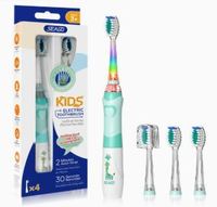 Brosse à dents électrique sonique pour enfants avec lumières LED, poils doux, alimentée par piles, étanche et adaptée aux enfants