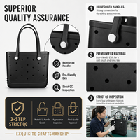 Sac de plage personnalisé noir en EVA avec fermeture à bouton, imperméable, grande capacité, pour usage extérieur estival, vente en gros, OEM, marque privée