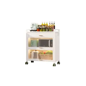 Armoire de cuisine sur pied avec porte anti-poussière, meuble de rangement à 3 niveaux 80x40x90.6 cm