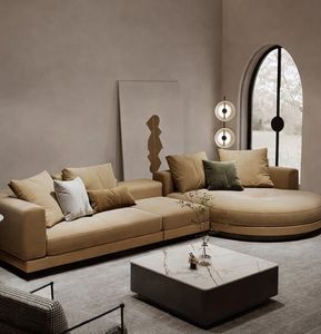 Luxury Modern Modular <b>Sofa</b> with Curved Chaise Lounge, High-End Fabric Upholstered <b>Living</b> <b>Room</b> Furniture - Product Image 1