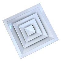 Diffuseur de plafond carré en aluminium à 4 voies de fabrication professionnelle, taille personnalisée, pour climatisation CVC, entrepôt extérieur, sous-sol