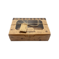 Boîte d'emballage pour gâteaux de lune, gâteaux et desserts à emporter, avec ficelle et étiquettes, boîte alimentaire marron