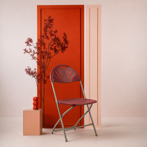 Chaise pliante contemporaine rouge bordeaux en PP et métal – Durable, légère, confortable, portable, pour usage extérieur, jardin, parc et entrepôt - Product Image 1