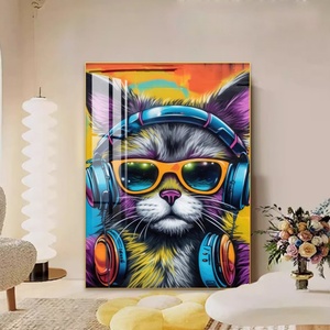 Cuadros Decorativos Personalizados al por Mayor, Impresiones HD de Animales, Gatos y Perros, Decoración para el Hogar, Pintura en Porcelana de Cristal, Arte de Pared con LED - Product Image 3