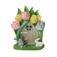 Mini jardin décoratif en résine, 6 pièces, 5 pouces, perles en forme de briques, maison fleurie, décoration de fée