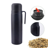 Flacon thermos Yerba Mate isolé sous vide à double paroi noir 1000 ML Bouteille d'eau isolée Termo