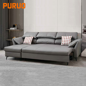 Muebles Modernos para Sala de Estar Puruo, Sofás de Cuero en Forma de L Plegables y Reclinables, Sofá Cama Plegable de Esquina para Hotel o Villa Comercial - Product Image 6