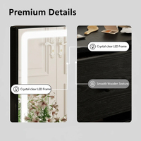 Table de toilette moderne personnalisée, meuble de maquillage avec éclairage LED et prises électriques, table de toilette en bois noir pour chambres à coucher