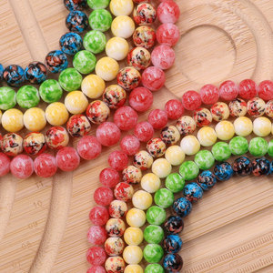 Perles de verre <span class=keywords><strong>fantaisie</strong></span> rondes colorées de 6 couleurs, 8 mm et 10 mm, avec trous, accessoires, perles en vrac pour bijoux et bracelets - Product Image 3
