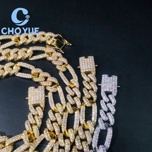 High Quality 925 Sterling Silver 16K Gold Plated Figaro Moissanite Tennis <b>Chain</b> Bracelet <b>Iced</b> <b>Out</b> Hip Hop Jewelry with GRA - Product Image 3
