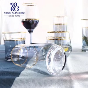 Vasos Altos de Vidrio Azul con Recubrimiento Iónico Eléctrico para Agua, Jugo, Cócteles, Bodas, con Borde Dorado, 300 ml, Vaso de Lujo - Product Image 3