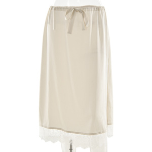 French Lace Trimmed Satin Midi <b>Skirt</b> High Waist Solid Color Women's <b>Skirt</b> With Micro <b>Elasticity</b> Polyester Fabric - Product Image 5