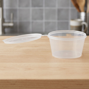Factory Wholesale Clear PP <b>Plastic</b> Sauce <b>Cups</b> with Integral Hinged Lid Restaurant Use Digital Printing Various Sizes (1oz-5oz) - Product Image 3