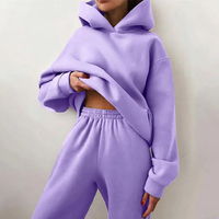 Ensemble de survêtement personnalisé unisexe, coupe oversize, en molleton uni, comprenant un sweat à capuche décontracté et un pantalon de survêtement, avec logo personnalisé, pour tenues de détente