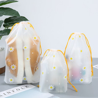 Reusable Travel Shoe Bag Plastic Drawstring Storage Bag Clear Organizer Pouch for Clothes Underwear Digital Accessories Bag