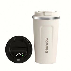 Tasse de bureau isotherme à double paroi en acier inoxydable 304, 380 ml et 510 ml, avec couvercle intelligent LED et affichage de la température (6-12°C) – Écologique - Product Image 1