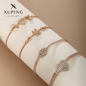 Bracciale da Donna Tennis XUPING Gioielli all'Ingrosso Placcato Oro con Catena Cubana e Charm di Moda a Forma di Cuore, Fiocco, Farfalla, Animale, Fiore - Product Image 1