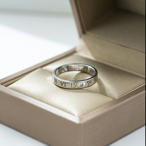 Bagues en acier inoxydable à chiffres romains, or, or rose, argent, unisexe, alliance de mariage, bijoux de fiançailles classiques - Product Image 2