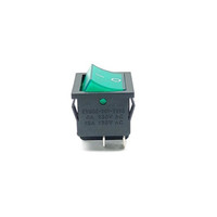 Interrupteur à bascule DPST 4 broches LED vert ON-OFF 2 positions 6A 250V en plastique pour câblage d'équipements électroniques domestiques et industriels