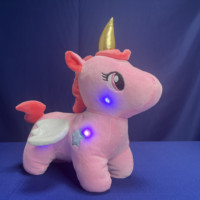 Peluches 4u, adorable poupée licorne de haute qualité avec lumière LED, chantant des chansons de Noël, cadeau pour enfants, jouet en peluche doux, 36 cm, PP