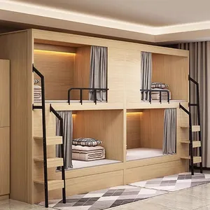 Newest Space Capsule Hotel Bedroom Sets Horizontal Curtain Type Sleeping Capsule Pod