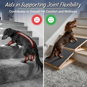 Rampa Ajustable de Madera para Mascotas, Perros y Gatos, Escaleras Plegables Antideslizantes, <span class=keywords><strong>Escalera</strong></span> para Perros para Sofá, Ideal para Razas Pequeñas y Medianas - Product Image 3