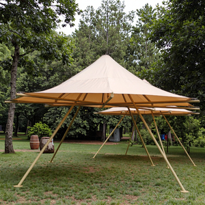 Grande <span class=keywords><strong>tente</strong></span> en toile imperméable de style pyramide de 4m x 4m personnalisée pour la plage, le camping et les fêtes Auvents <span class=keywords><strong>Tipi</strong></span> Auvent Genre - Product Image 1