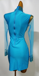 Novance Y2113 Ideas <span class=keywords><strong>de</strong></span> nuevos productos <span class=keywords><strong>2022</strong></span> High Coller Mangas transparentes Vestidos <span class=keywords><strong>de</strong></span> dama <span class=keywords><strong>de</strong></span> honor Vestido sexy azul claro para fiesta <span class=keywords><strong>de</strong></span> noche - Product Image 2