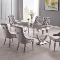 Meubles de salle à manger de luxe, restaurant, table à manger rectangulaire moderne en marbre, ensemble de table à manger avec 4 chaises