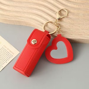 Bolsa de Lápiz Labial de Cuero PU con Forma de Corazón y Espejo de Maquillaje con Forma de Corazón y Llavero - Product Image 5