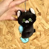 Porte-clés pendentif en peluche chat poisson mignon, jouet animal chaton en peluche super doux de dessin animé, breloque de sac, accessoires anti-stress en maille