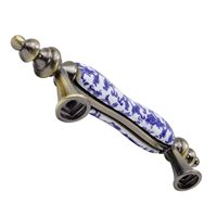 Poignées et boutons en céramique bleue à motifs floraux traditionnels chinois pour armoire, tiroir, placard