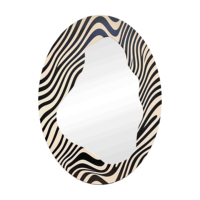Miroir mural décoratif ovale irrégulier avec cadre en bois, impression arc-en-ciel, art abstrait personnalisé pour la décoration murale de la maison