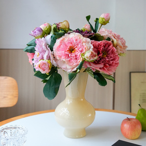 Automne couleur fait à <span class=keywords><strong>la</strong></span> main 2 têtes bord brûlé coréen mariée pivoine Faux fleur pour <span class=keywords><strong>la</strong></span> fête des mères décoration de <span class=keywords><strong>la</strong></span> maison Vase Arrangement - Product Image 1