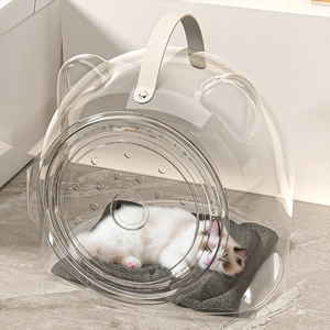 Lit pour chat en plastique haute transparence, rond, semi-fermé, respirant, pour toutes les saisons, 36,5x34x37,5cm - Product Image 2