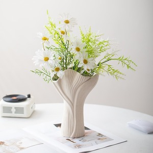 Modern Frosted White Ceramic <strong>Vase</strong> with Torch Design <strong>for</strong> Living Room Water Plant Display - Product Image 3