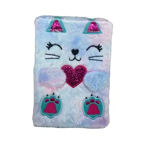 Journal intime pour chat Fluffy Cute Fuzzy Stationary Gifts Notebook Student Diary Carnet en peluche Fluffy Diary Book