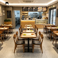 Ensemble table et chaises en bois massif de style rétro américain pour restaurant occidental, café et confiserie