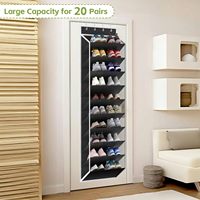 Organisateur de chaussures mural pliable à 10 niveaux en maille, multifonctionnel, gain de place, design moderne, grandes poches profondes pour chaussures